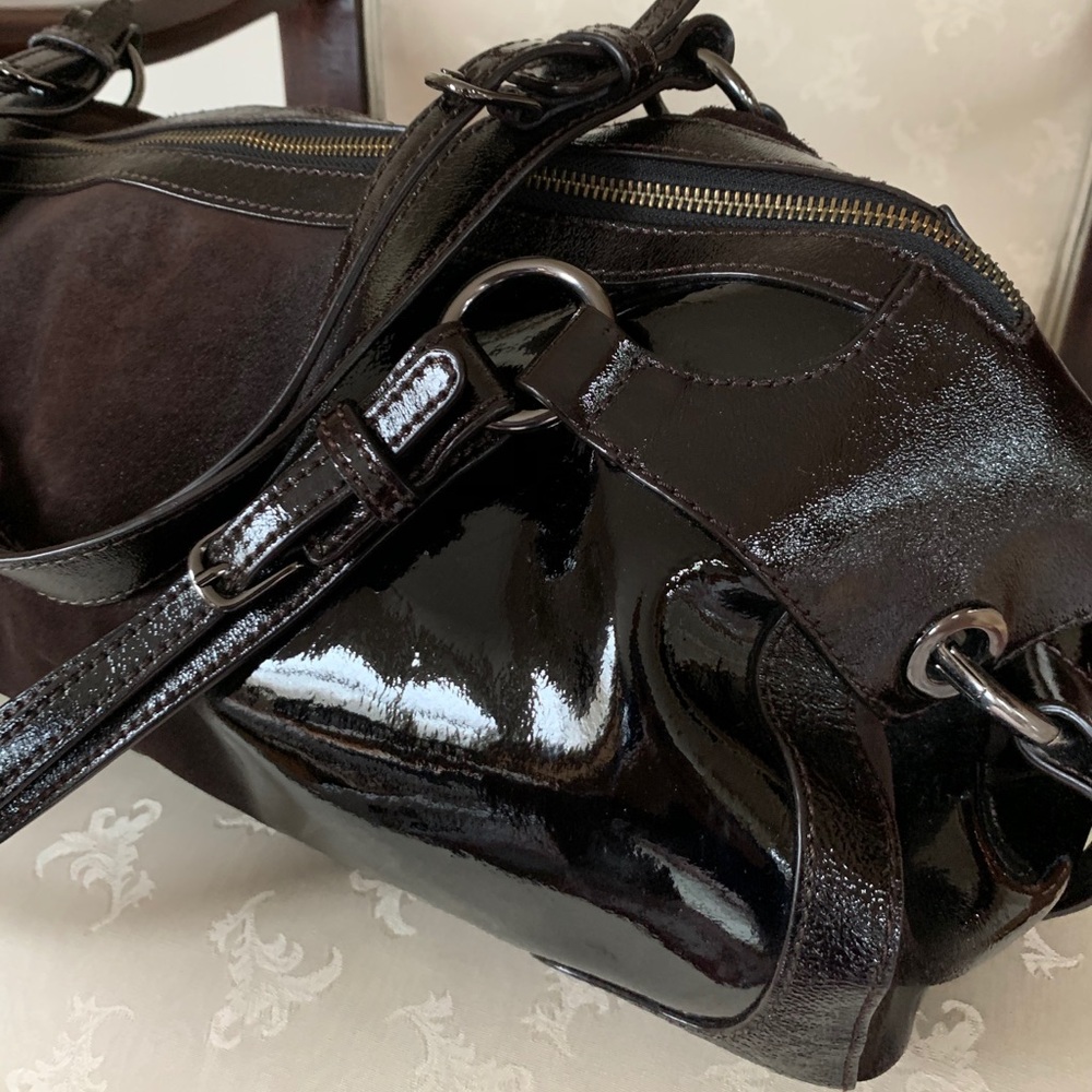 Sondra Roberts Patent Leather and Suede Bag